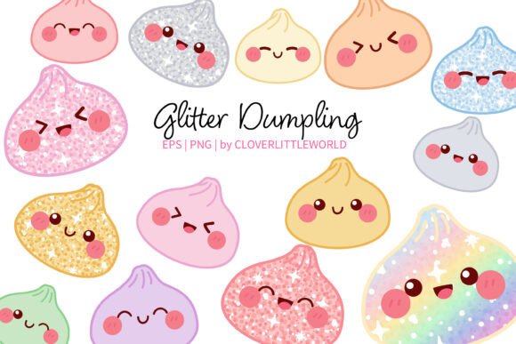 Download Kawaii Glitter Dumpling Cartoon - Glitter Collection