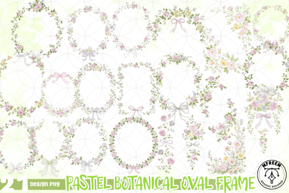 Download Pastel Botanical Oval Frame PNG - Pastel Collection