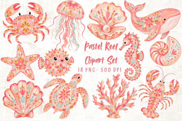 Download Pastel Reef Clipart Set PNG - Pastel Collection