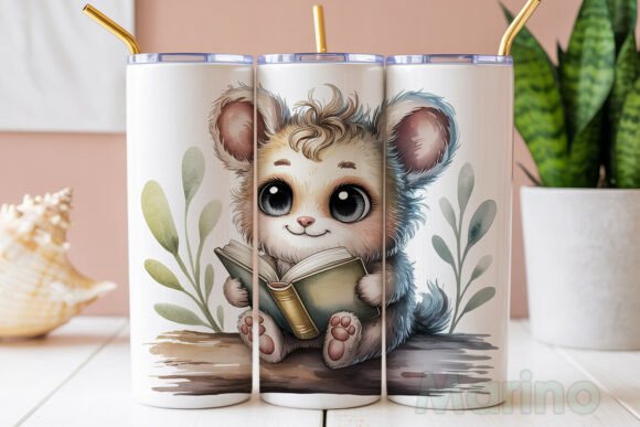 Download Cute Animal Reading Book Tumbler Wrap - Animal reading book Collection