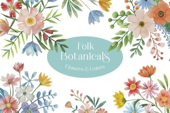 Download Pastel Folk Art Botanicals Flowers PNG - Pastel Collection