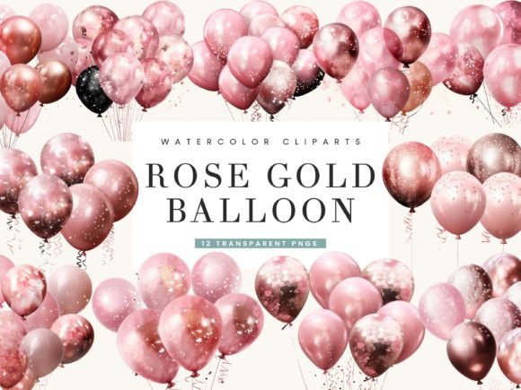 Download Rose Gold Glitter Balloon Clipart Bundle - Glitter Collection