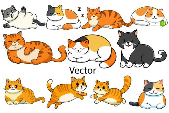 Download 11 Cat Vector Illustration Doodle Cute - Illustration Collection