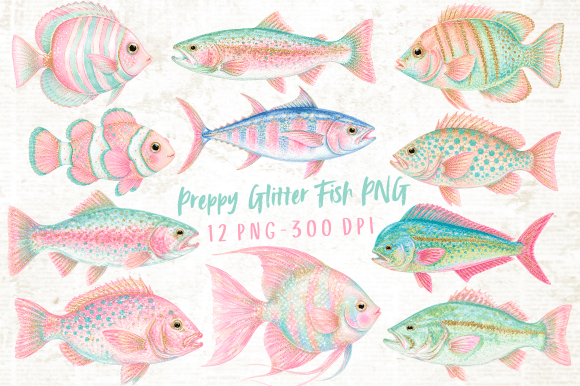 Download Preppy Glitter Fish PNG - Glitter Collection