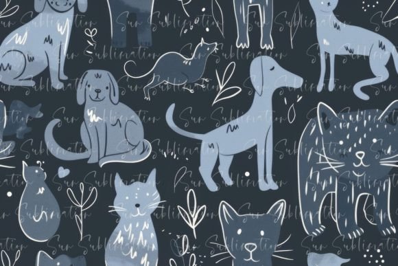 Download A Seamless Pattern with Pastel Blue Dog - Pastel Collection