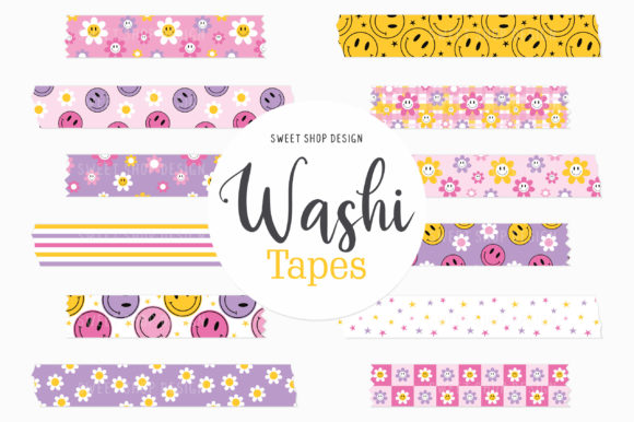 Download Digital Washi Tape HAPPY SMILEY - Premium Bundle