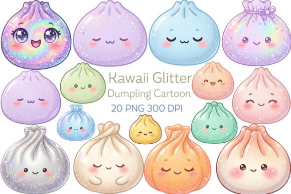 Download Kawaii Glitter Dumpling Cartoon PNG - Glitter Collection