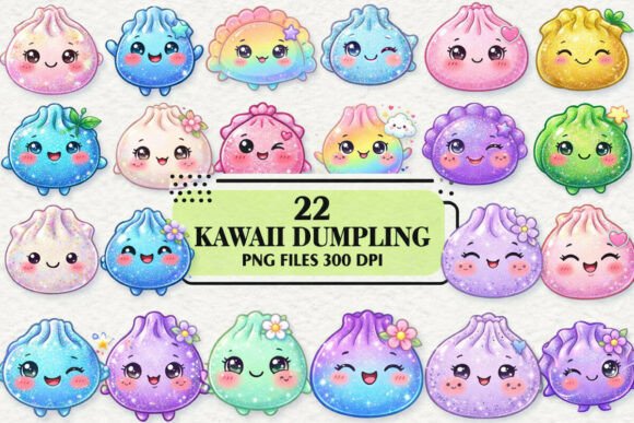 Download Kawaii Glitter Dumpling Clipart Bundle - Glitter Collection