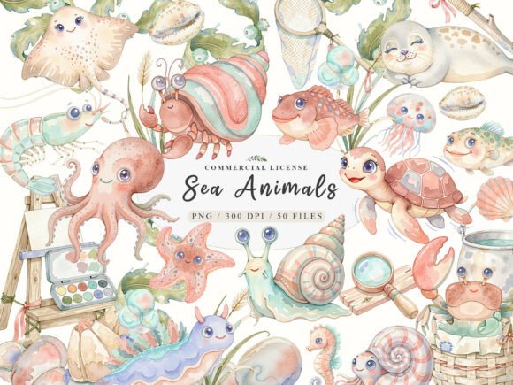 Download Pastel Watercolor Marine Underwater Png - Pastel Collection