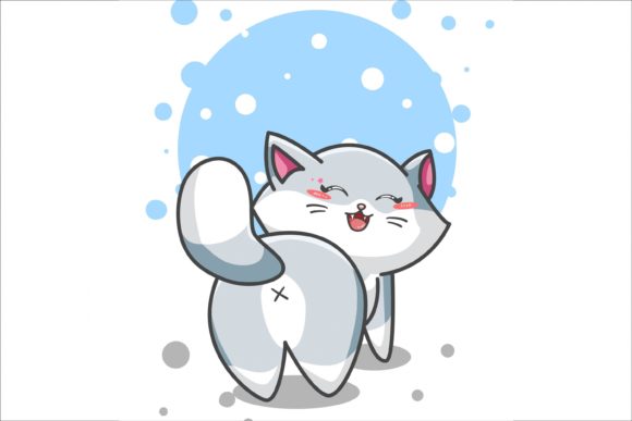 Download Cute Little Baby Blue Cat Illustration - Illustration Collection